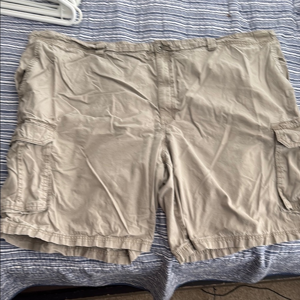 Tan Cargo Shorts with Flat Front Design